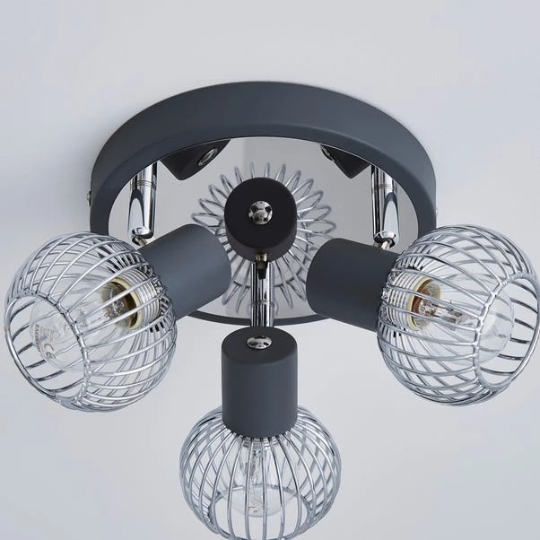 Dunelm Mattia 3 Light Wire Cage Matt Grey Spotlight 6 Dunelm Mattia 3 Light Wire Cage Matt Grey Spotlight - Image 4
