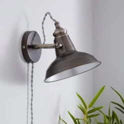 Dunelm Lucas Industrial Easy Fit Plug In Wall Light Pewter -Dunelm Shop 1000158758 alt01