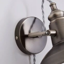 Dunelm Lucas Industrial Easy Fit Plug In Wall Light Pewter -Dunelm Shop 1000158758 alt03