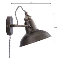 Dunelm Lucas Industrial Easy Fit Plug In Wall Light Pewter -Dunelm Shop 1000158758 alt04