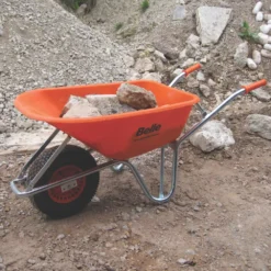 Belle Group Warrior Pneumatic Wheels HDPE Wheelbarrow Silver/Orange 100Ltr -Dunelm Shop 13181 A4