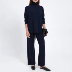 Navy Wide Leg Cashmere Trousers -Dunelm Shop 15284841 7