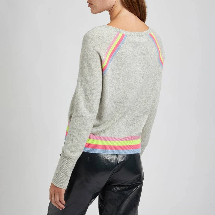 Light Grey/Multi Lola V Neck Cashmere Jumper 4 Light Grey/Multi Lola V Neck Cashmere Jumper - Image 2