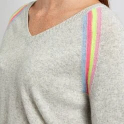 Light Grey/Multi Lola V Neck Cashmere Jumper 8 Light Grey/Multi Lola V Neck Cashmere Jumper -Dunelm Shop 17400087 7