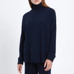Navy Turned Back Cashmere Jumper