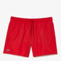 Lacoste Red Drawstring Waist Swim Shorts