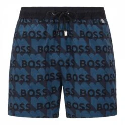 Boss Navy All Over Print Swim Shorts