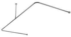 Croydex C-Shaped Shower Curtain Rail & Support Stainless Steel Chrome 2000mm