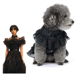 Wednesday Adams Cosplay Costume Outfits Halloween Carnival Suit For Pet Cat Dog