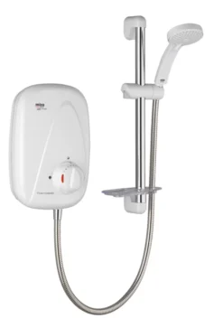 Mira Go Rear-Fed White / Chrome Thermostatic Power Shower