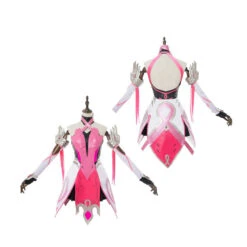 Overwatch Mercy Angela Ziegler Outfit Pink Mercy Skin Cosplay Costume Halloween Carnival