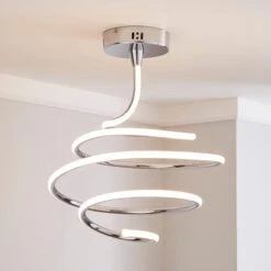 Dunelm Byron Integrated LED Swirl Chrome Ceiling Fitting