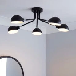 Elements Borr 5 Light Black Ceiling Fitting