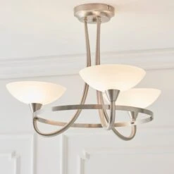 Vogue Lighting Vogue Cagney 3 Light Semi Flush Ceiling Fitting Chrome