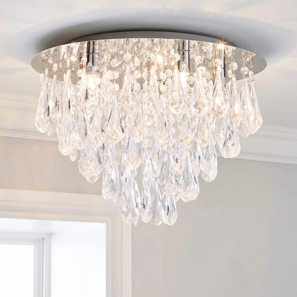 Dunelm Valencia 5 Light Jewel Chrome Flush Ceiling Fitting 3 Dunelm Valencia 5 Light Jewel Chrome Flush Ceiling Fitting