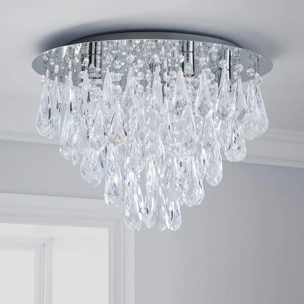Dunelm Valencia 5 Light Jewel Chrome Flush Ceiling Fitting 4 Dunelm Valencia 5 Light Jewel Chrome Flush Ceiling Fitting - Image 2