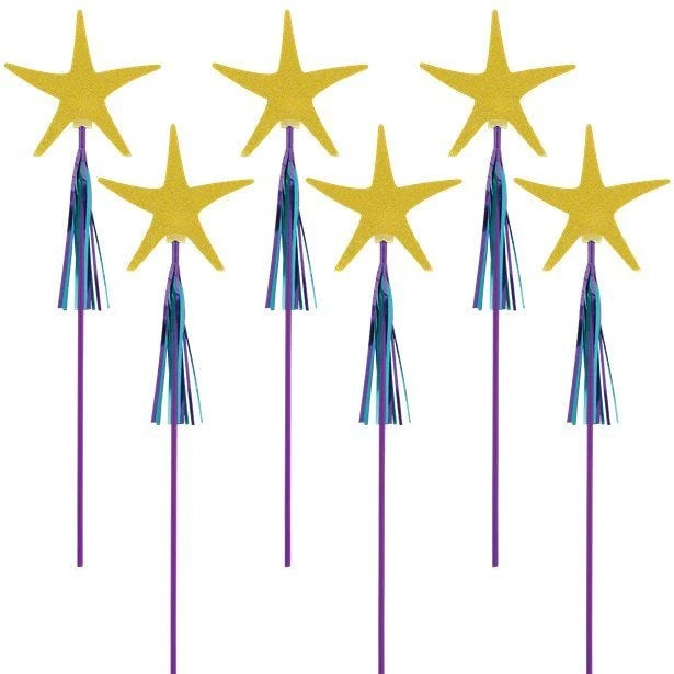 Mermaid Wishes Glitter Starfish Wands - 45cm (6pk) 3 Mermaid Wishes Glitter Starfish Wands - 45cm (6pk)