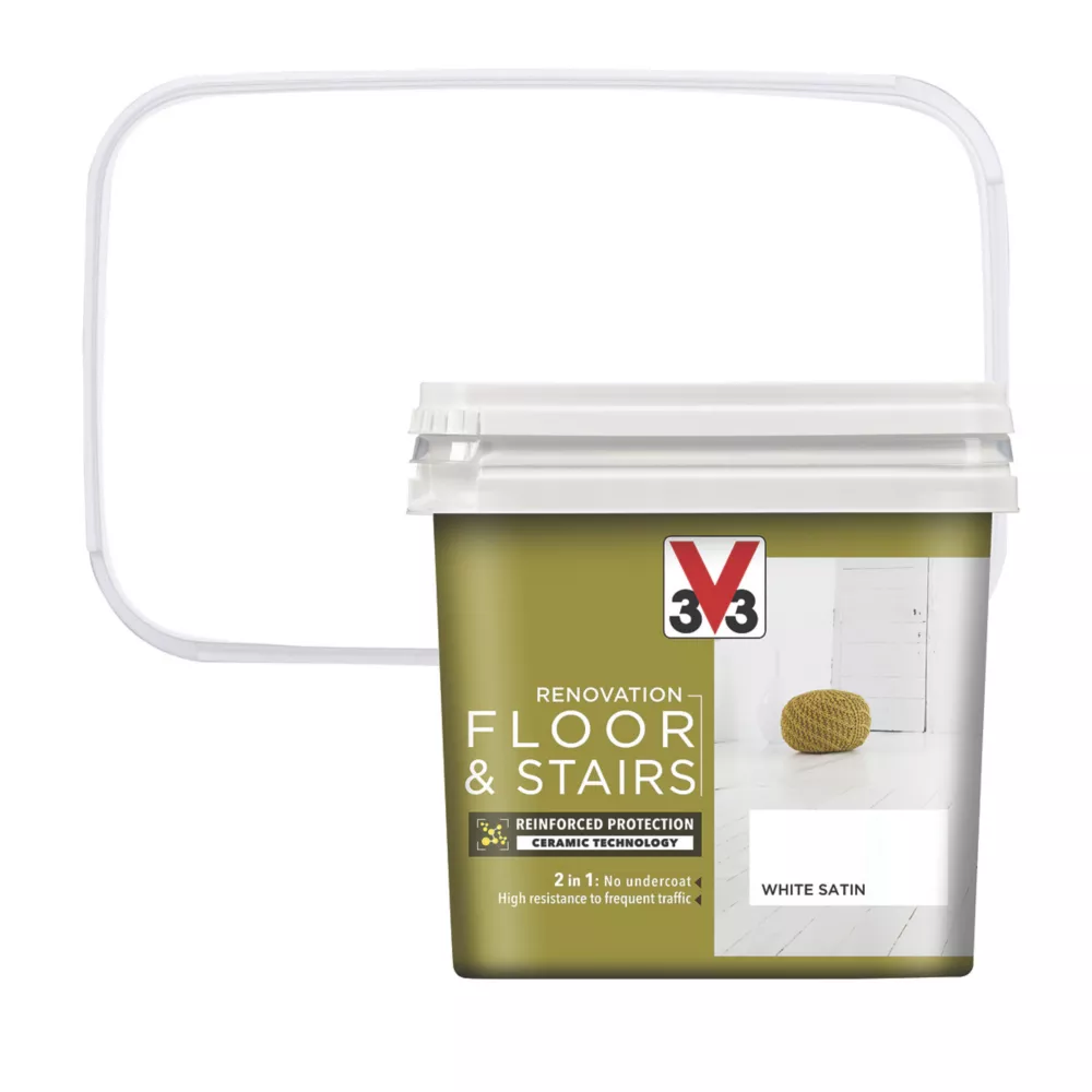 V33 Satin White Acrylic Floor & Stair Paint 750ml 4 V33 Satin White Acrylic Floor & Stair Paint 750ml - Image 2