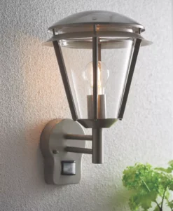 Essentials Antler Outdoor Wall Light With PIR Sensor Brushed Stainless Steel -Dunelm Shop 9466F A3