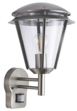 Essentials Antler Outdoor Wall Light With PIR Sensor Brushed Stainless Steel