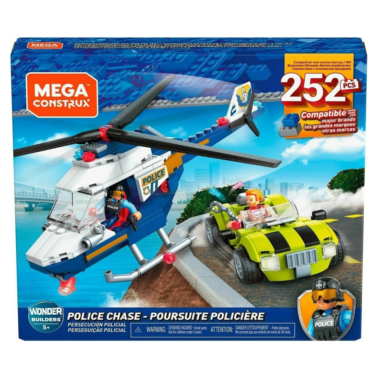 Mega Construx Police Chase Building Set Helicopter Car Age 5+ 3 Mega Construx Police Chase Building Set Helicopter Car Age 5+