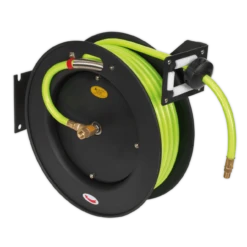 Sealey SA841HV Retractable Air Hose Metal Reel 15m Ø10mm ID High Visibility TPR Hose