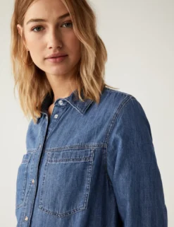 Denim Knee Length Shirt Dress -Dunelm Shop SD 01 T42 4683 HP X EC 2
