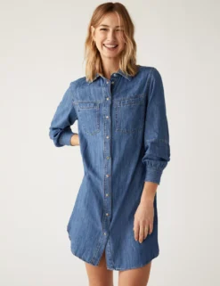 Denim Knee Length Shirt Dress -Dunelm Shop SD 01 T42 4683 HP X EC 3