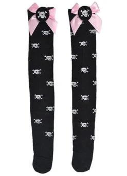 Attitude Clothing Skull & Crossbones Bow Stockings